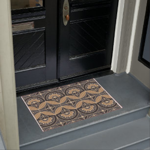 Paillasson Tuile Art déco Floral 2 (gris et sable)