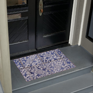 Paillasson Tuiles portugaises - Azulejo Floral bleu et blanc