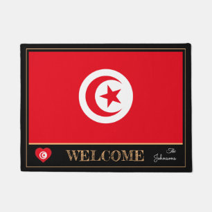 Paillasson Tunisie et Tunisie Drapeau noir / sport Bienvenue