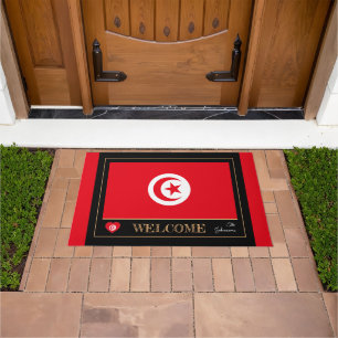 Paillasson Tunisie et Tunisie Drapeau noir / sport Bienvenue