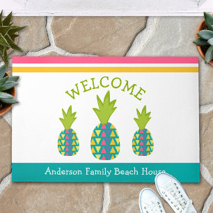 Paillasson Turquoise Bienvenue 3 Tropical Maison de plage aux