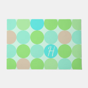 Paillasson Turquoise Blue, Apple Green et Light Coral Circles
