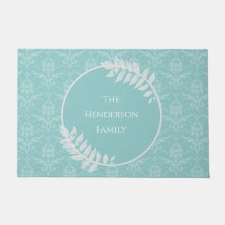 Paillasson Turquoise Elegant Damask Porte-mat personnalisé