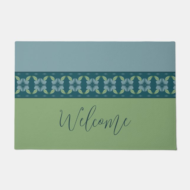Paillasson Turquoise Et Bleu Avec Vert (Devant)
