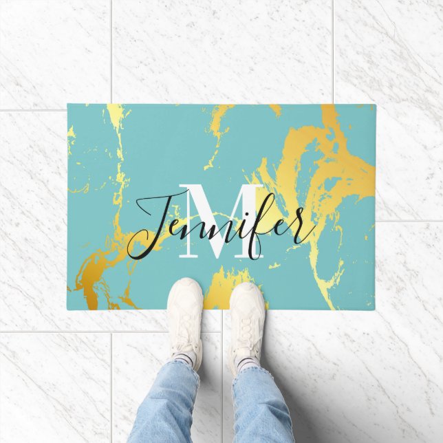 Paillasson Turquoise Golden Foil (Intérieur)