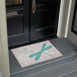 Paillasson Turquoise libellule Porte Mat personnalisée