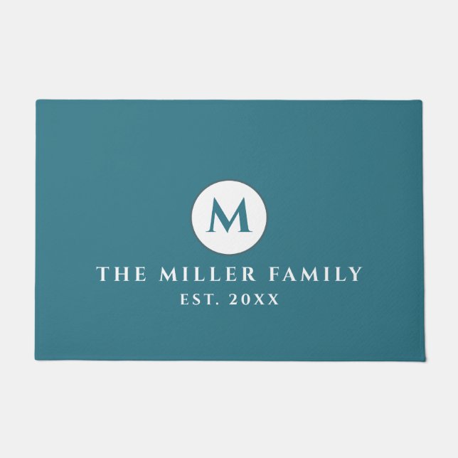 Paillasson Turquoise Monogramme Nom De Famille Pormat (Devant)