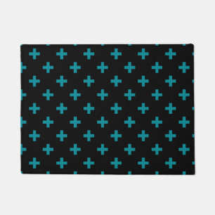 Paillasson Turquoise polka croise sur noir