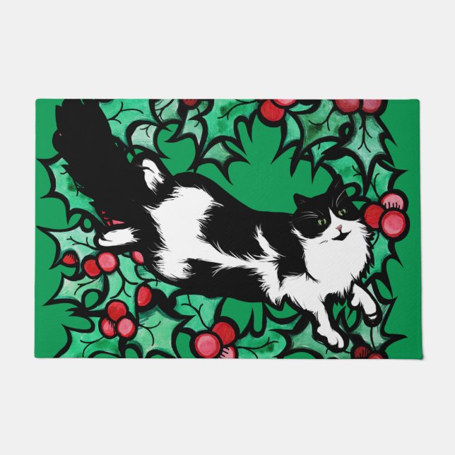 Paillasson Tuxedo Chat Holly Yule Artwork Chats (Devant)