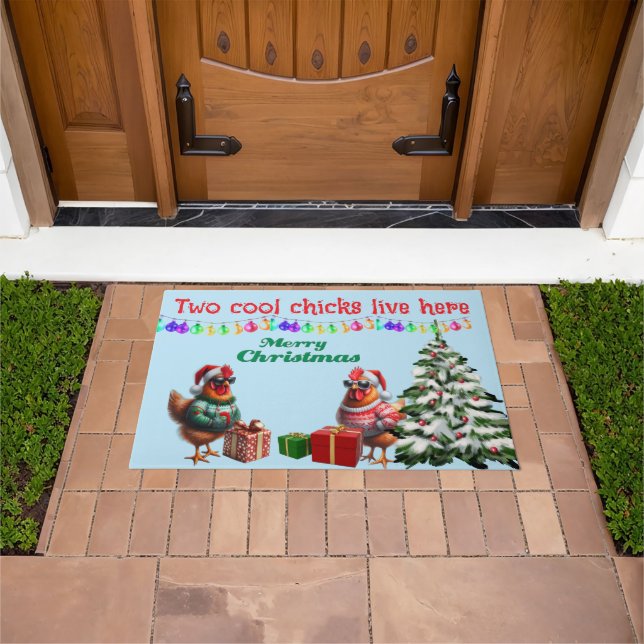 Paillasson Two Chicks Christmas Doormat (De plein air)
