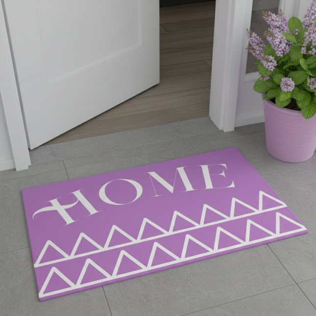 Paillasson Typographie de maison moderne et géométrique viole (Créateur téléchargé)