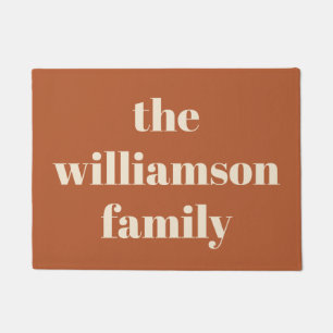 Paillasson Typographie moderne Nom personnalisé   Rouille