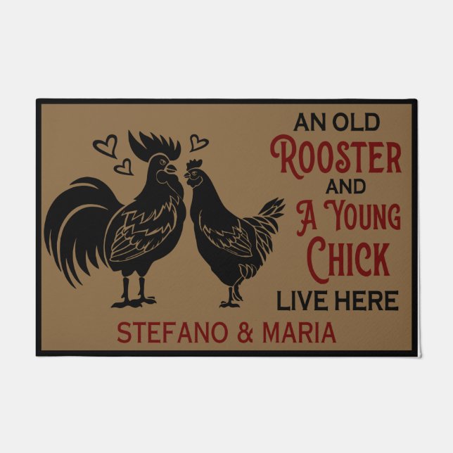 Paillasson Un Ancien Coq Et Un Jeune Cochon Vivent Ici  (Devant)