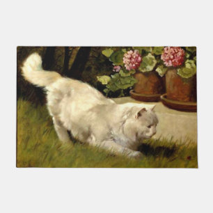 Paillasson Un chat Perse Blanc En Train D'Observer Ladybug