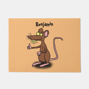 Paillasson Un rat brun mignon pouce vers le haut dessin animé