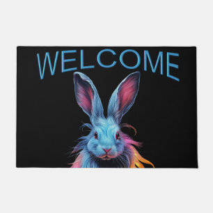 Paillasson Un superbe lapin bleu sur le feu Bienvenue