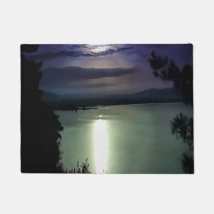 Paillasson Une Pleine lune Reflétant L'Art Nautique Egéen