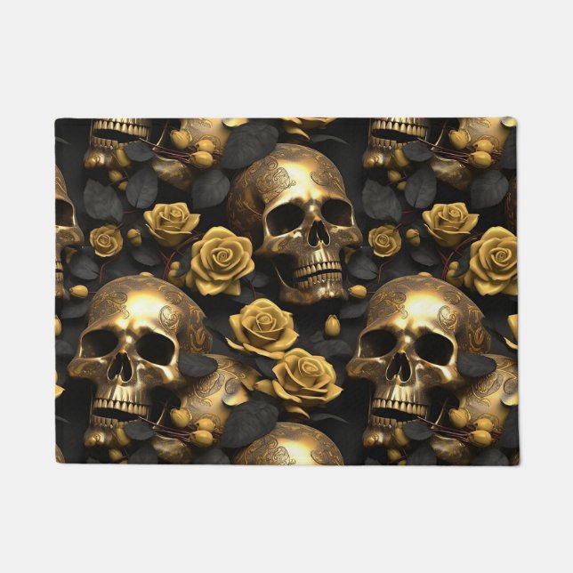 Paillasson Une série de crânes et de roses Design 8 (Devant)