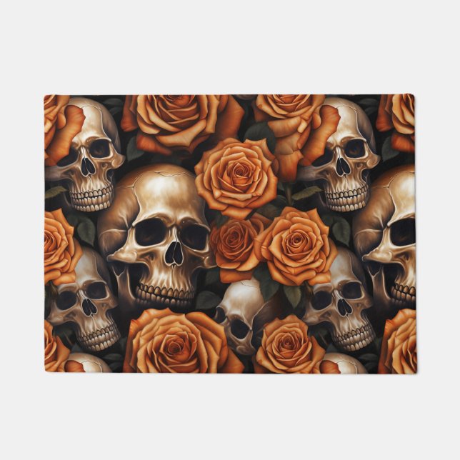 Paillasson Une série de crânes et de roses Design 9 (Devant)