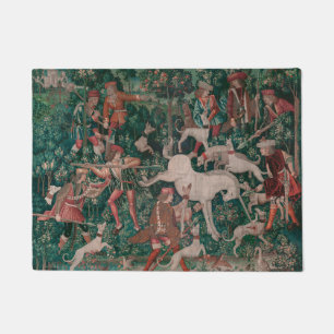 Paillasson Unicorn Hunt Medieval Art, Unicorn Se Défend