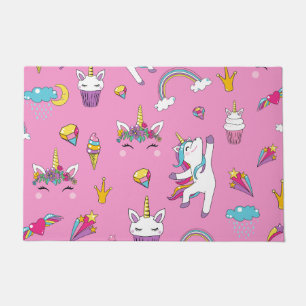 Paillasson Unicorne Fan Club motif rose