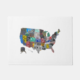 Paillasson US American United States Map Flag License Plate A