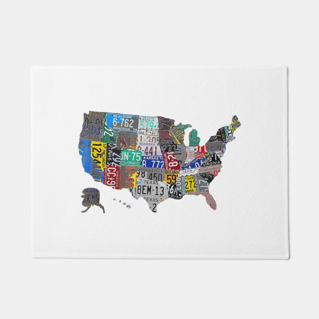 Paillasson US American United States Map Flag License Plate A (Devant)