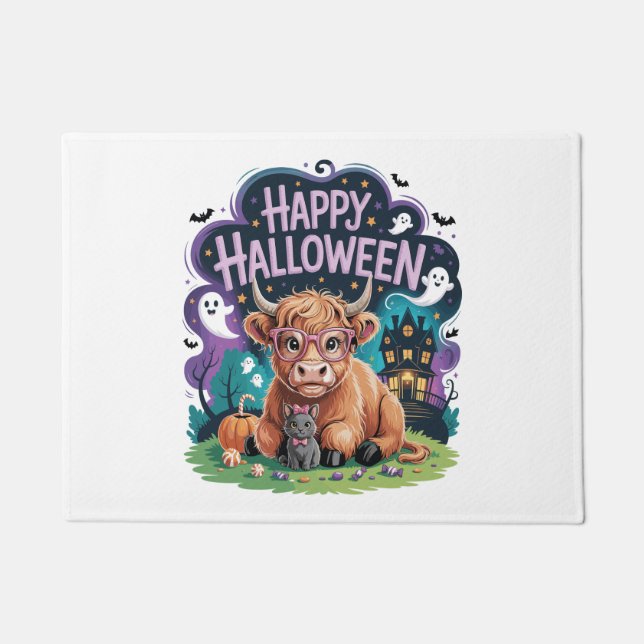 Paillasson Vache Halloween Cute Highland (2) (Devant)