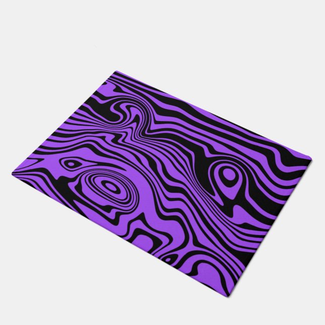 Paillasson Vagues Abstraites mat de porte violet noir Choisir (Incliné)