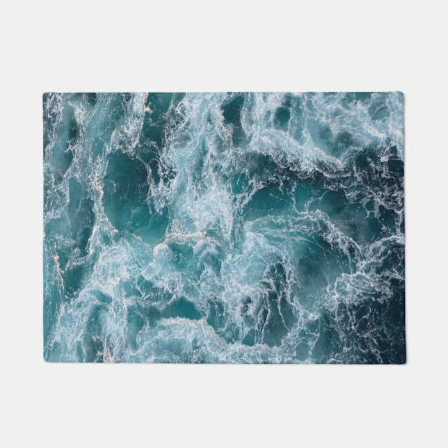 Paillasson Vagues de mer avec écume blanche (Devant)