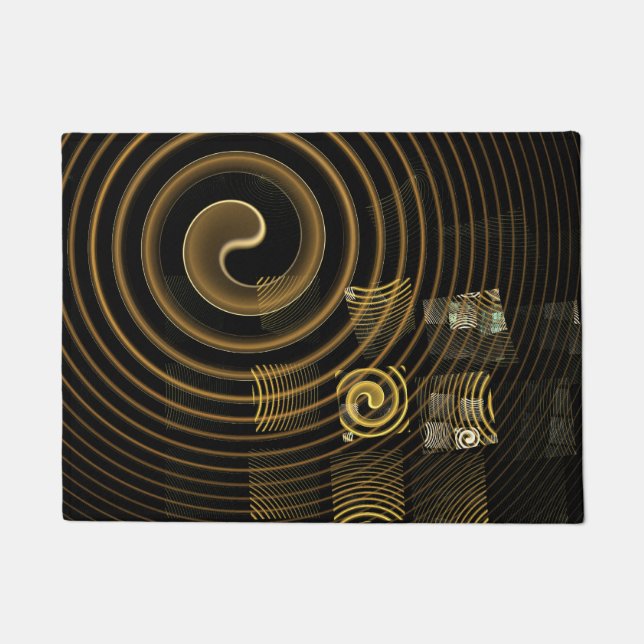 Paillasson Vagues dorées hypnotiques Art abstrait moderne (Devant)