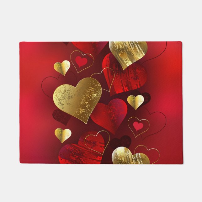 Paillasson Valentines dorées et rouges (Devant)