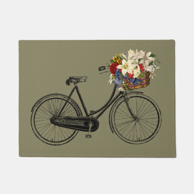 Paillasson Vélo vélo porte fleur mat taupe (Devant)