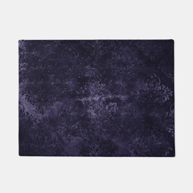 Paillasson Velvety Midnight Damask | Indigo Purple Grunge (Devant)