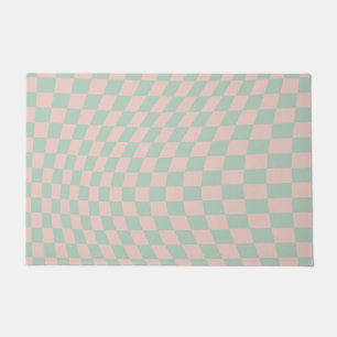 Paillasson Vérifier Motif Sage Vert Et Beige Checkerboard