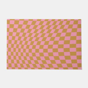 Paillasson Vérifier Pink Mustard À damiers Motif Checkerboard