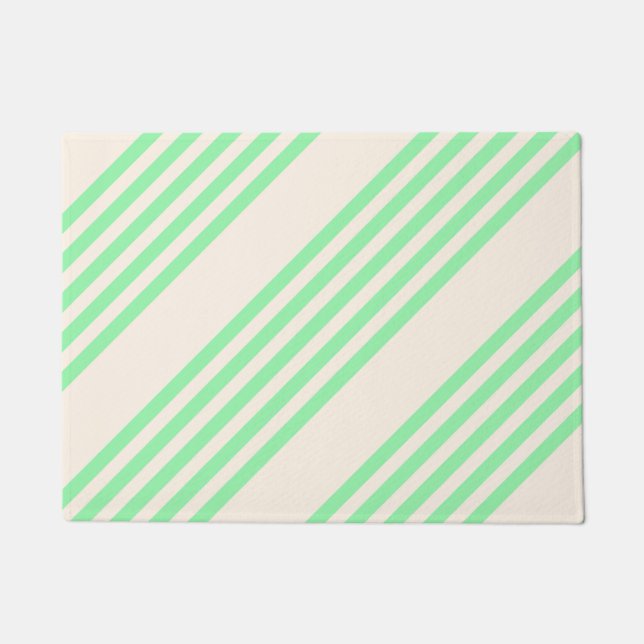 Paillasson Vert et beige cinq rayures motif (Devant)