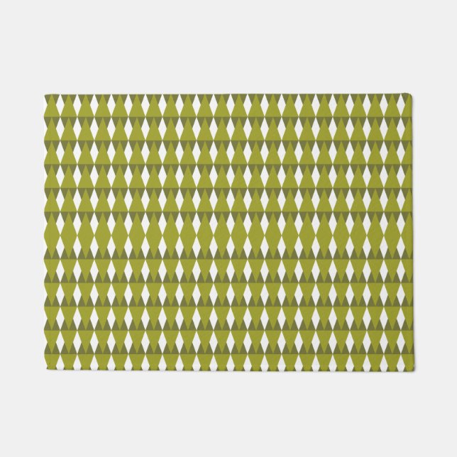 Paillasson Vert et blanc : Diamants et triangles (Devant)