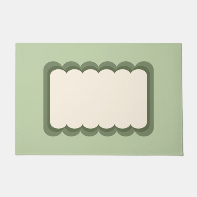 Paillasson Vert pastel de forme ondulée rétro (Devant)