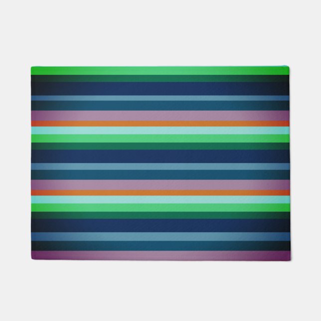 Paillasson Vert, Rose, Orange Stripes Porte Mat (Devant)