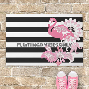 Paillasson Vibes de Flamant Rose uniquement rayures noires et