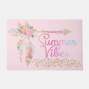 Paillasson Vibes d'été de Boho Parties scintillant en or rose