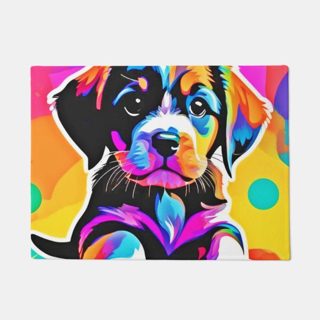 Paillasson Vibrant Artwork de chiot (Devant)