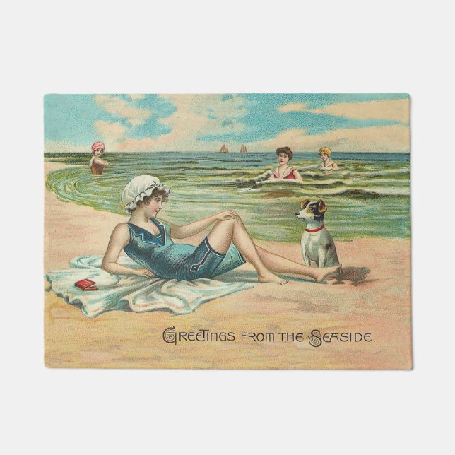 Paillasson Victorian Beach Swim Girl Ocean Summer Vacances (Devant)