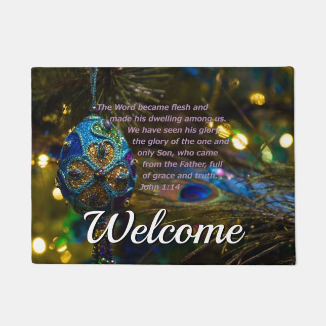 Paillasson Victorian Blue Bible Verse Welcome Doormat (Devant)