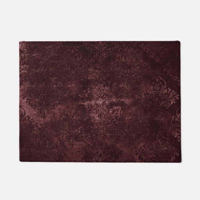Paillasson Vin Velvety Damask | Glam Grunge de Bordeaux Sangr (Devant)
