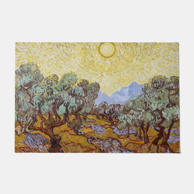 Paillasson Vincent van Gogh - Oliviers, Ciel Jaune et Soleil (Devant)