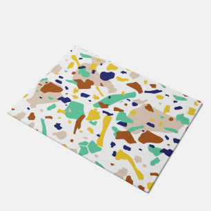Paillasson Vintage bleu jaune moderne Abstrait