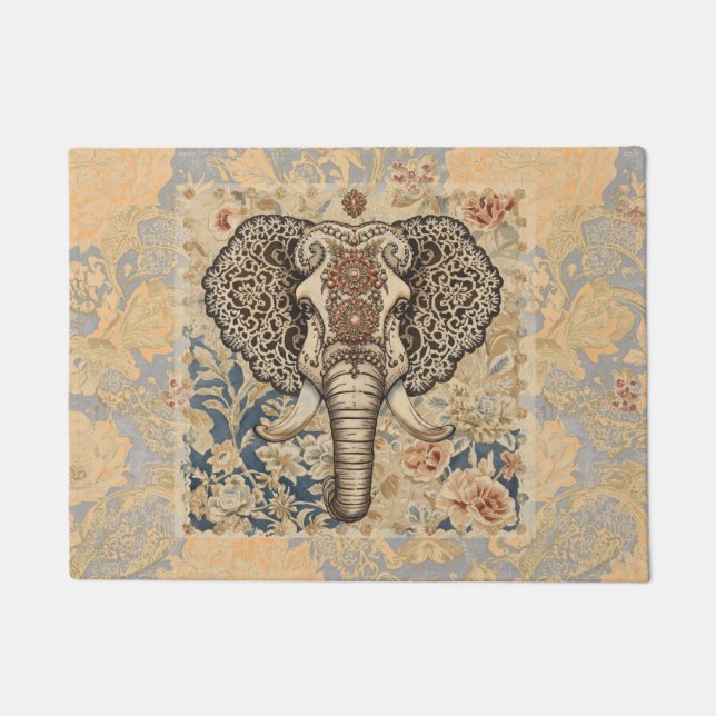 Paillasson Vintage Elegant, Antique Elephant,Peach Blue Beigi (Devant)