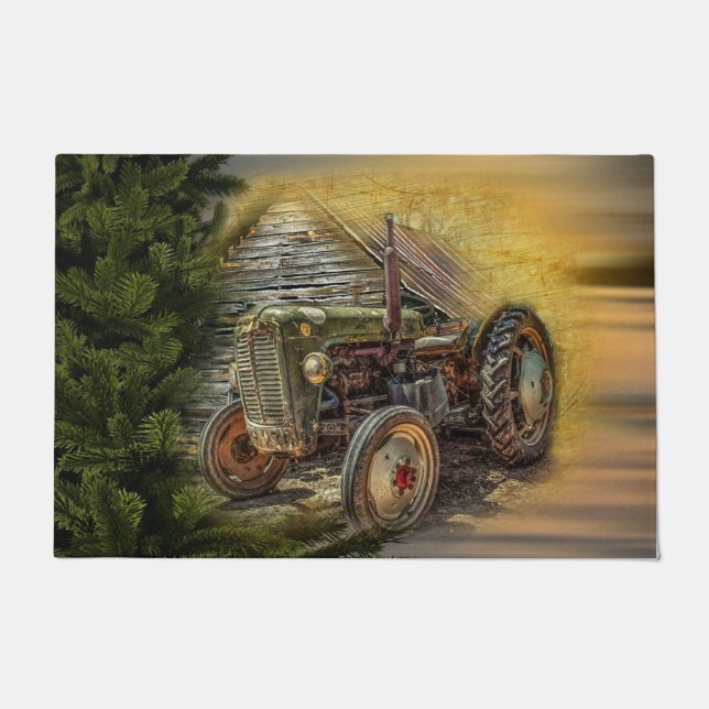 Paillasson Vintage Green Tractor Rustic (Devant)